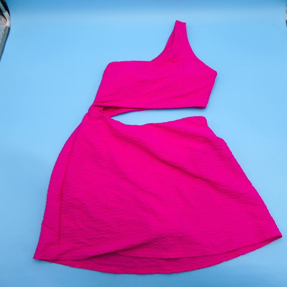 Victoria's Secret Swim Dress Womens Medium One Shoulder Pink Textured Polyamide